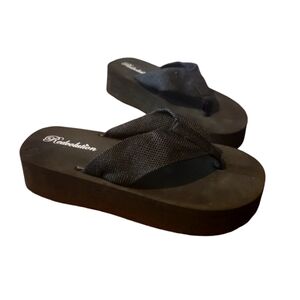 Redvolution black 2" flip-flops women's 9